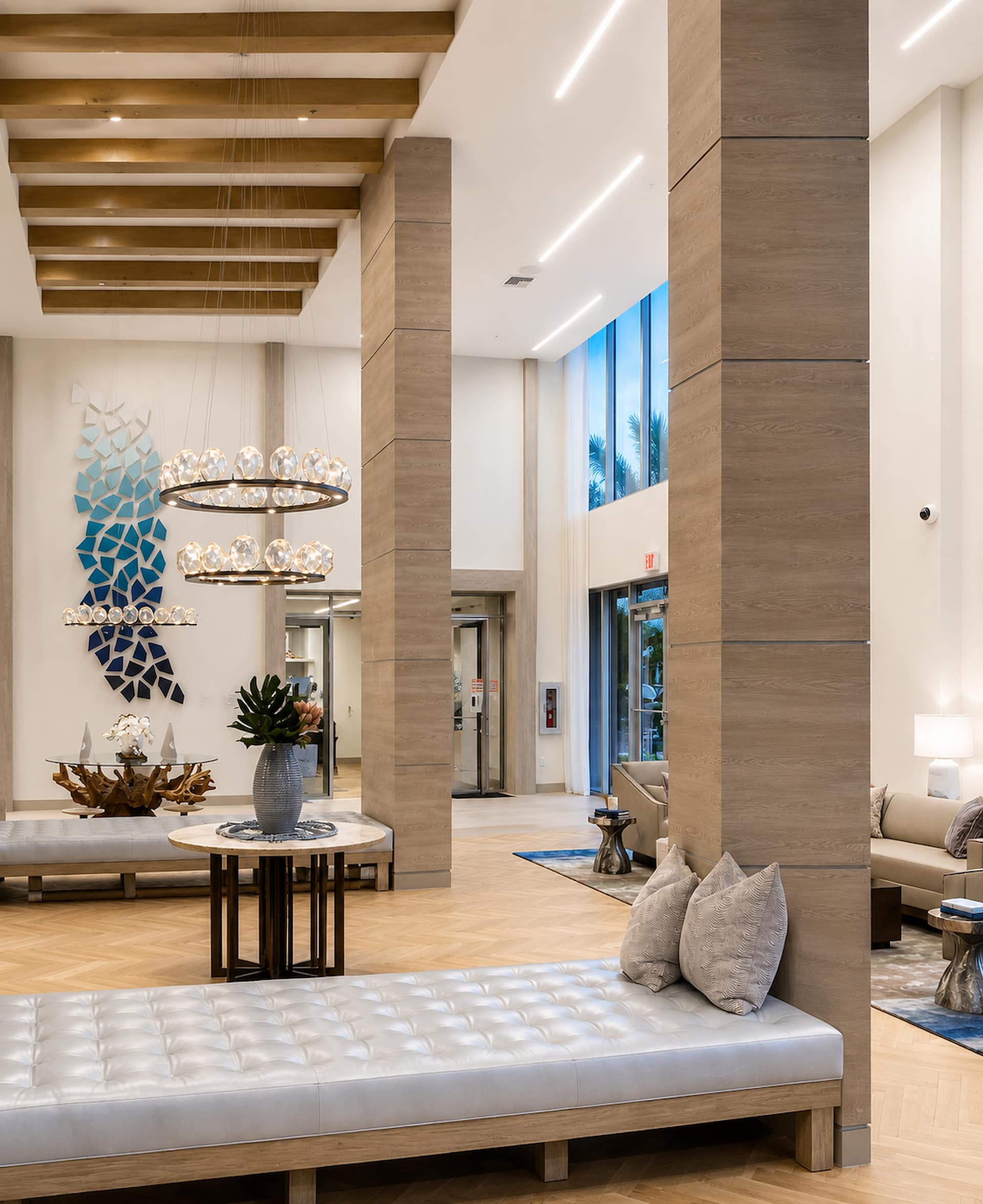 Fairfield Pompano architectural wood ceiling beams