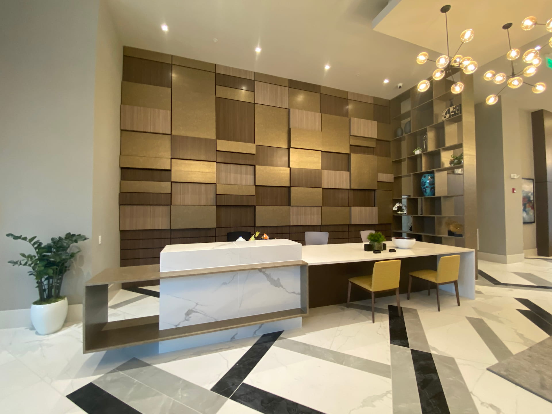 Uptown John Glades custom desk, wall panels and bookcase