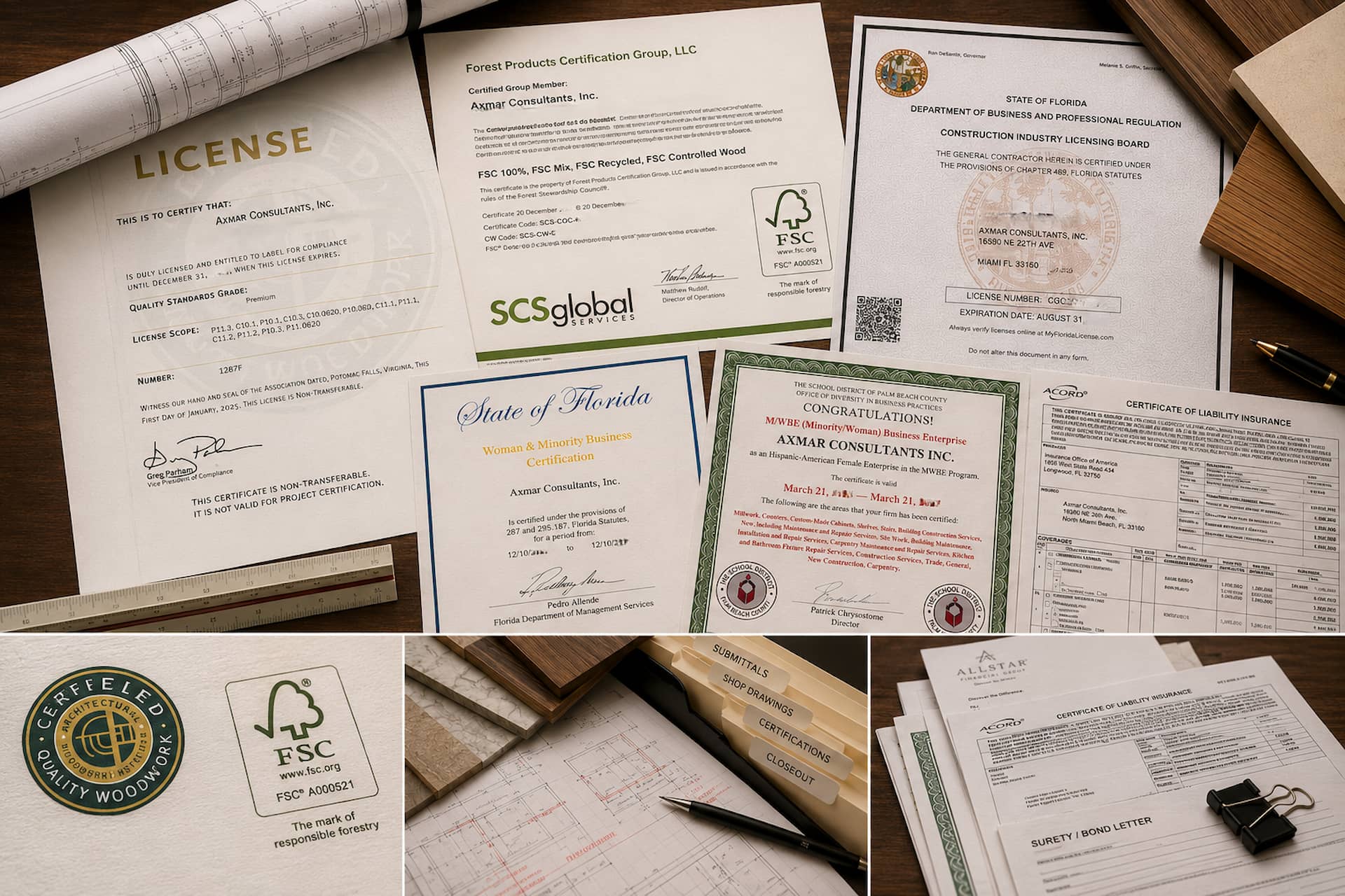 Axmar licenses and certifications